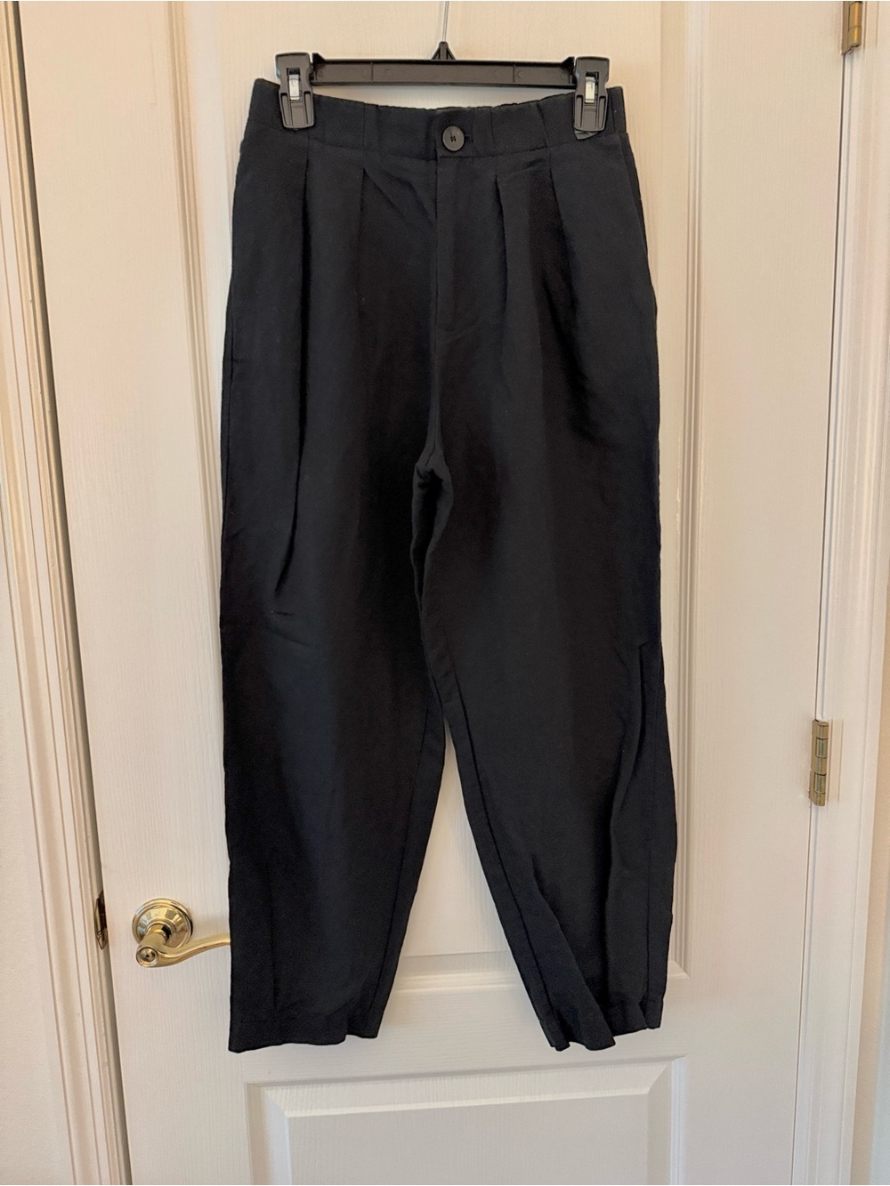 Zara Flowy linen Barrel Pants in Black Size XS